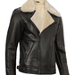 Ace Men's Black B3 Shearling Leather Jacket - Back View