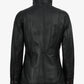 Ruby women's black and red leather jacket, back view