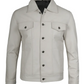 Fernando Men's White Leather Trucker Jacket - Detail View