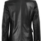 Duchess Women's Black Double-Breasted Leather Blazer - Angle View