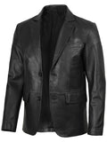 Men’s Leather Blazer Jacket in Black – Side Angle