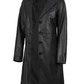 Noir Women's Black Leather Coat - Front Open View