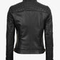 Leather jacket for women biker style, gold hardware detail