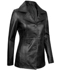 Women’s Black Sheepskin Leather Blazer – Side Angle