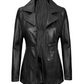 Blair Women's Black Leather Blazer - Front View