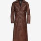 Vaughn men's brown leather duster coat, front view