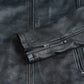 Men's leather jacket details, chest zip pocket close-up