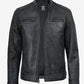 Cole washed leather jacket for men, front detail