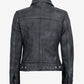 Women's washed leather jacket, spread collar detail