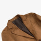 Light brown faux leather blazer, open lapel view