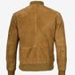 Men's Tan Suede Bomber Jacket - Side View