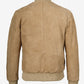 Men's Camel Suede Bomber Jacket - Side View