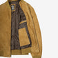 Men's Tan Suede Bomber Jacket - Full Length