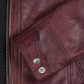 Scarlett Women's Maroon Cafe Racer Leather Jacket - Side View