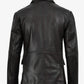 Men's black leather blazer by NSM Jackets, flap pocket detail