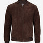 Men's Camel Suede Bomber Jacket - Open View