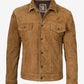 Men's Cognac Suede Trucker Jacket - Open View