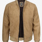 Men's Camel Suede Bomber Jacket - Open View