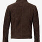 Men's Dark Brown Suede Trucker Jacket - Side View