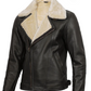 Ace Men's Black B3 Shearling Leather Jacket - Side View