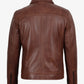 Men's brown shirt collar style leather jacket, front detail