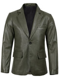 Men’s Green Real Leather Blazer – Front View