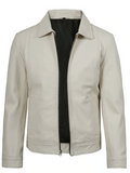 Harlow Men's White Leather Jacket - Side View