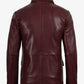 Men's tailored burgundy leather blazer, notch lapel detail