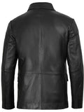 Back View of Men’s Black Real Leather Blazer