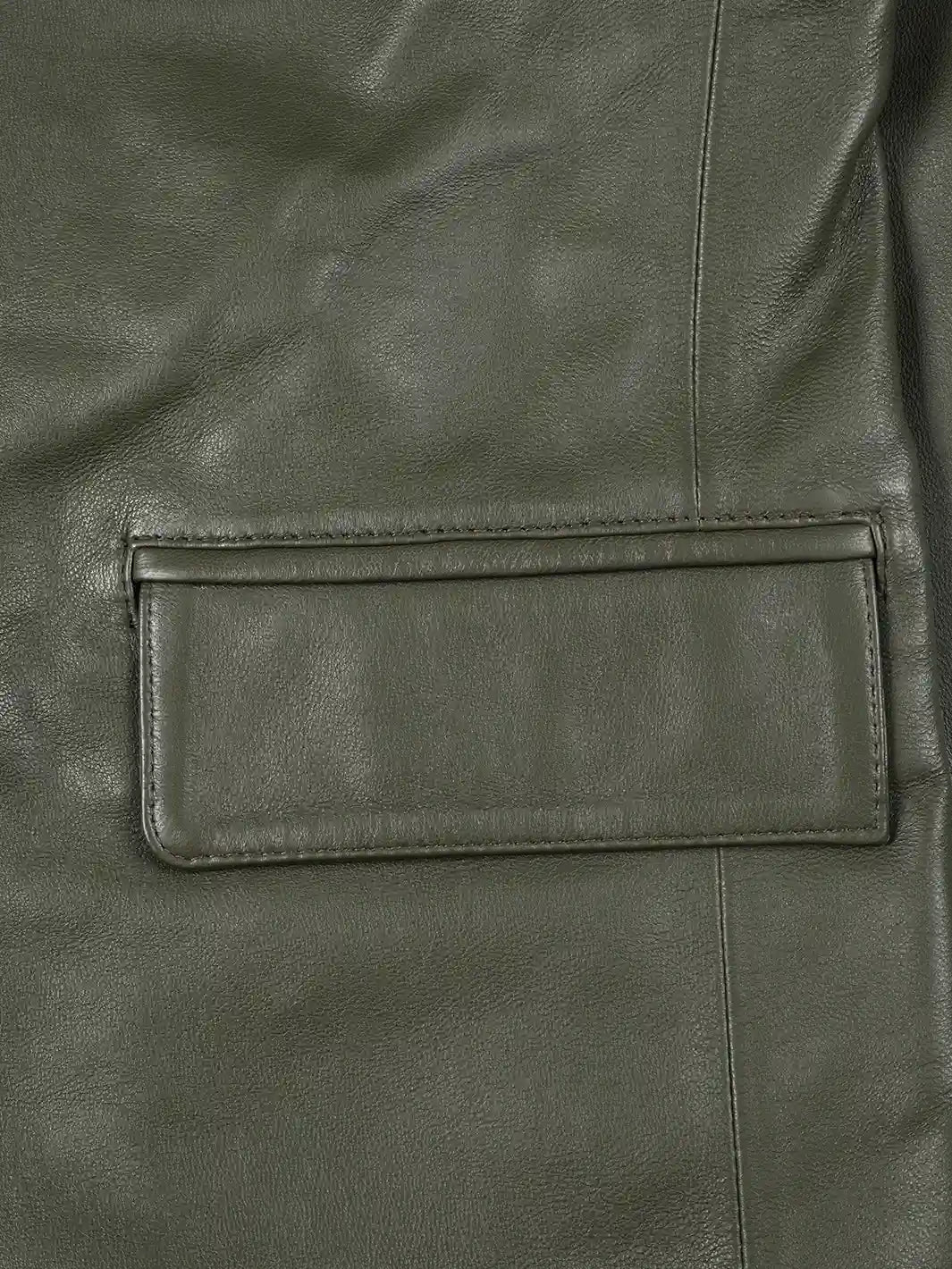 Duke men's leather blazer, notch lapel and button detail