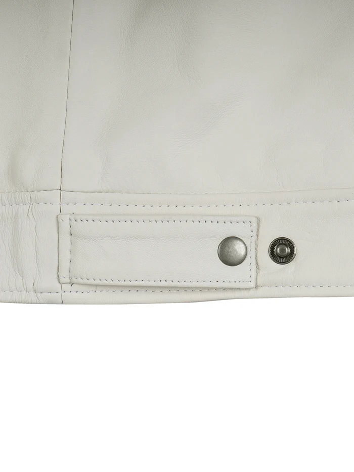 Harlow Men's White Leather Jacket - Front Closed View