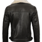 Ace Men's Black B3 Shearling Leather Jacket - Front View