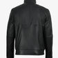 Erin men's black leather jacket, casual styling front view
