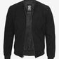 Men's Black Suede Bomber Jacket - Detail View