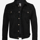 Men's Black Suede Leather Trucker Jacket - Detail View