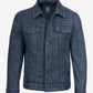 Men's blue trucker leather jacket by NSM Jackets