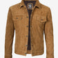 Men's Cognac Suede Trucker Jacket - Detail View
