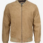 Men's Camel Suede Bomber Jacket - Detail View