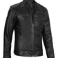 Rogue Men's Black Vintage Cafe Racer Leather Jacket - Side View