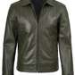 Harlow Men's Green Leather Jacket - Front View
