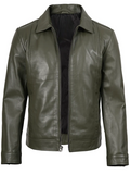 Harlow Men's Green Leather Jacket - Side View