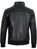 Men’s Black Bomber Leather Jacket – Back View | NSM Jackets
