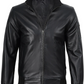 Hawk Men's Black Leather Bomber Jacket - Side View