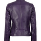 Aria Women's Purple Cafe Racer Leather Jacket - Side View