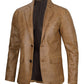 Duke men's camel leather blazer, right side pose