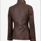 Sloane women's dark brown leather jacket, back view