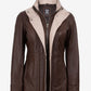 Sloane leather jacket with built-in zip-up inner bib, front view