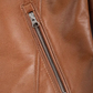 Luna Women's Tan Brown Cafe Racer Leather Jacket - Side View