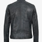 Washed black leather jacket for men, full front view