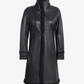 Winter Women's Black Shearling Leather Coat - Detail View